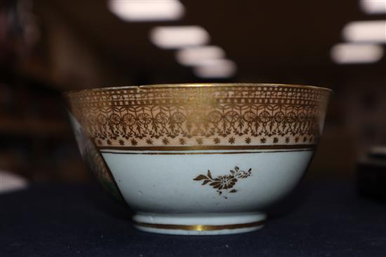 An 18th century Chinese tea bowl and saucer, Empire decoration